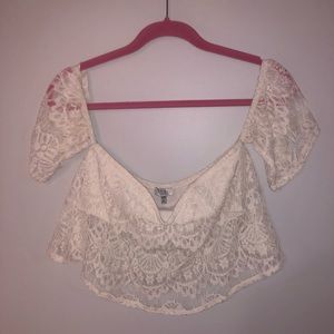 Cropped off the shoulder white blouse